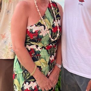 One shoulder Hawaiian style dress